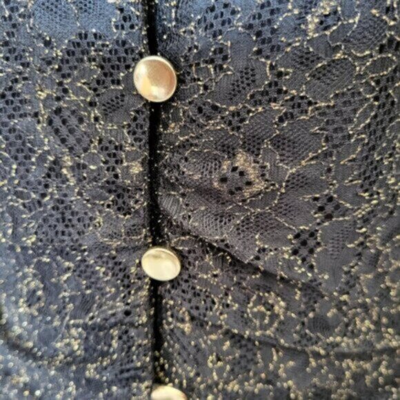 Black Tape Mesh Lace Whimsy Fairy Core Goth Blouse Sz Small - Picture 4 of 13